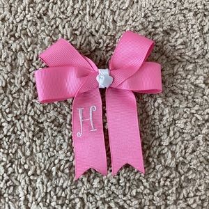 BOGO 🥳 Monogram H pink white girls hair bow | personalized accessory toddler